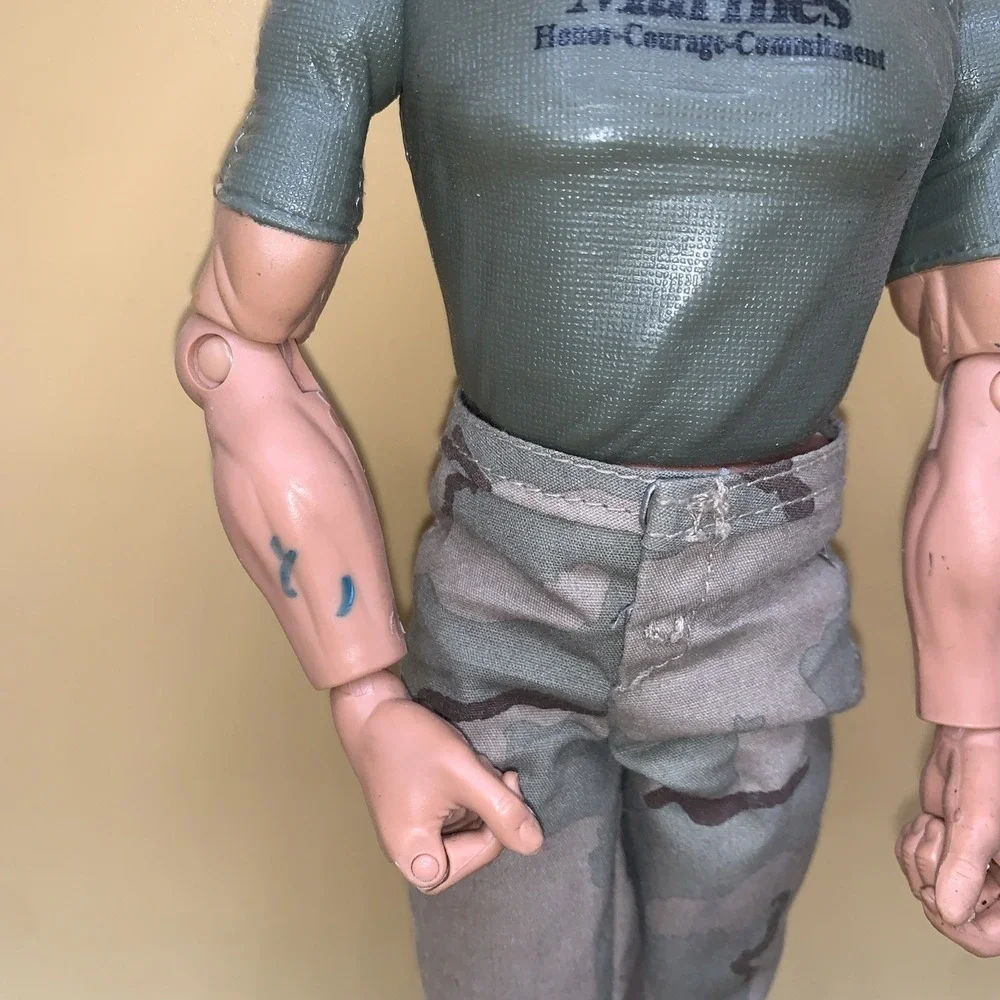 Vtg 1990s GI Joe Action Figure Jointed Soldier Marines Honor Courage Imprint